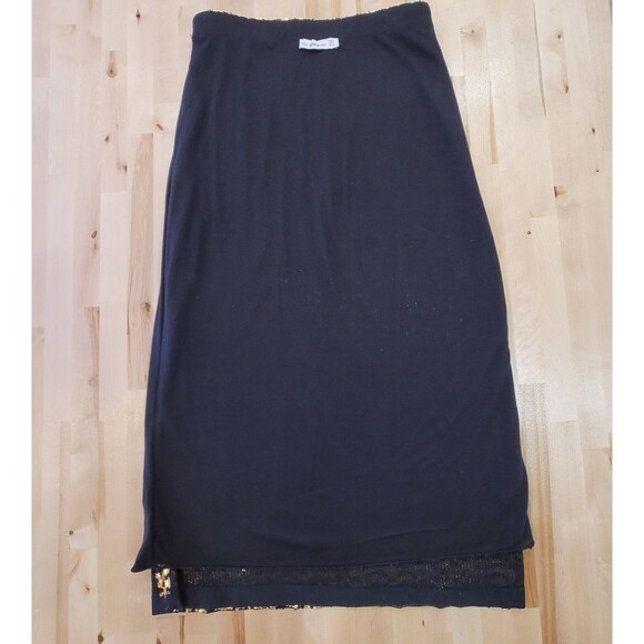 ZARA Tiger Print Knit Midi Sequin Skirt Black Gold Size M Pull On Elastic Waist - Picture 11 of 12